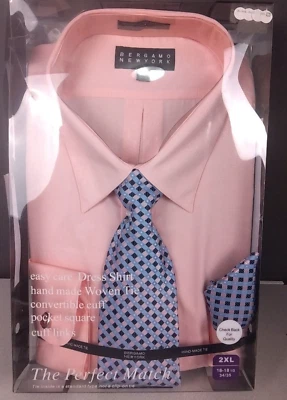 Camisa de Vestir Bergamo NY Rosa/Colección Corbata Hecha a Mano 2XL (B6) Foto 1 de 4