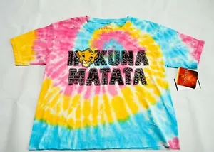 Disney Lion King "Hakuna Matata" Tie-Dye Yellow Pink Blue T-Shirt Womens Size XS - Picture 1 of 4