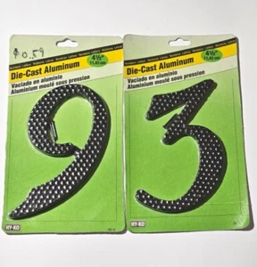 2 New Sealed Die-Cast Aluminum 4 1/2" House Numbers HY-KO Product #'s 9 and 3 - Picture 1 of 4