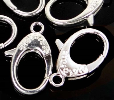 4 X-Large Plated Silver Pewter Lobster Claw Clasps 30x18mm - Image 1 of 4