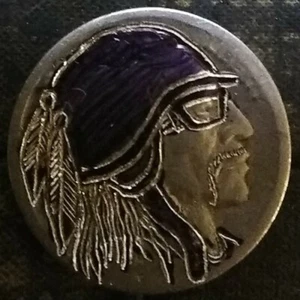 Hobo Nickel hand carved original by J&M Tarantula buffalo as Indian biker - Picture 1 of 11