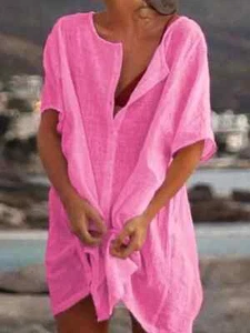 Strand Badeanzug Überzieher Damen Baumwolle Überwurf Bademode Freizeit kurz - Bild 1 von 32