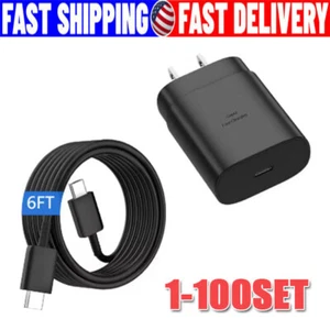 25w Type USB-C Fast Wall Charger+6FT Cable For Samsung Galaxy S20 S21 5G lot US - Picture 1 of 26