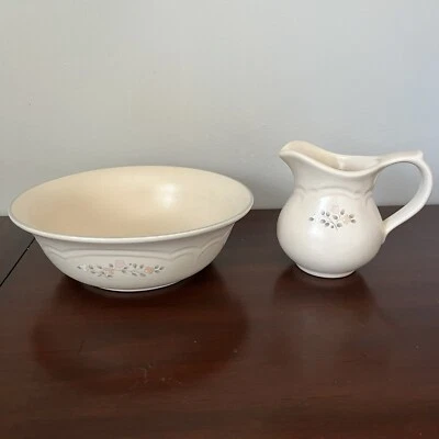 Pfaltzgraff Veggie Bowl #110 & Creamer #024 “Remembrance” Retired Pattern - Desc - Image 1 of 4