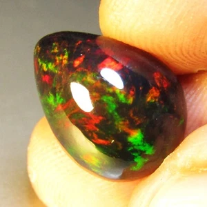 6,18 kt natürliches Farbspiel äthiopischer schwarzer Opal Birne Cabochon loser Edelstein - Bild 1 von 5