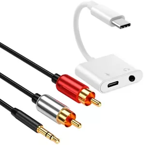 2in1 USB C to 3.5mm AUX DAC Adapter & RCA Audio Stereo Cable f Motorola Moto Z - Picture 1 of 1
