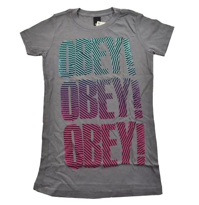Camiseta Obey ZEBRA Gris Ceniza Azul Púrpura Rosa Rayas Serigrafía (D) Junior Foto 1 de 3