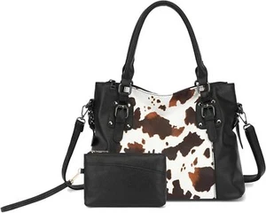 2PC Women’s PU Leather Handbag Set Tote Crossbody with Pockets Satchel Bags - Picture 1 of 6