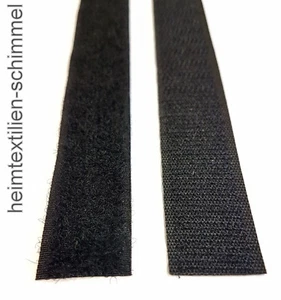 Klettverschluss Haken Klettband / Flauschband selbstklebend Annähen schwarz 20mm - Picture 1 of 3