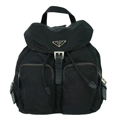 Mochila de nailon PRADA B5885 negra plateada Foto 1 de 4