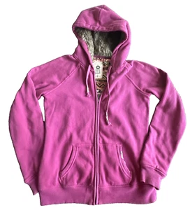 Roxy Full Zip Hoodie With Furry Hood Fuchsia Pink-Purpleish Size M Cozy - Picture 1 of 15