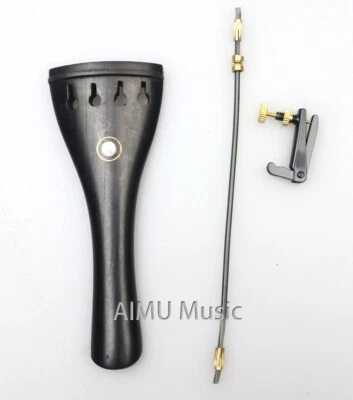 Ebony Inlay Paris eye Violin Tailpiece W/gut fine tuner 4/4 Violin Replacement - Image 1 of 2