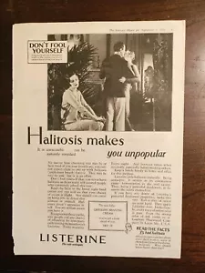 Listerine The Safe Antiseptic Vintage Magazine ADS 1923 Mundgeruch tolles Bild - Bild 1 von 3