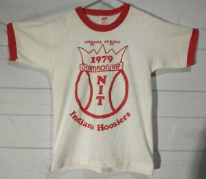 Vintage 1979 Indiana Hoosiers NIT Championship Shirt - Kids M - Bobby Knight 1st