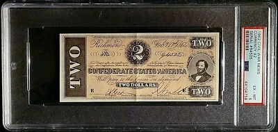1962 TOPPS CIVIL WAR NEWS ~ CURRENCY $2 ~ GRADED PSA 6 EX-MT ~ SERIAL # 94505 - Image 1 of 2