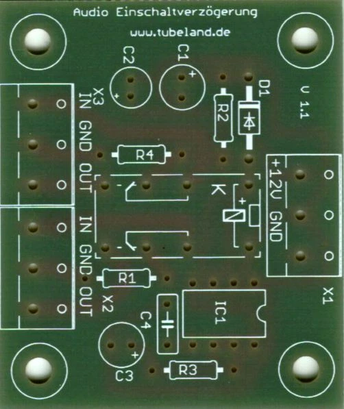 Audio Timer mit NE 555 gegen starke Einschaltgeräusche -Tubeland  Leiterplatte - Bild 1 von 1