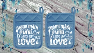 Homemade With Love #1 - Pocket Pot Holders - Oven Mitt - Hot Pad - 29slatedblneo - Picture 1 of 1