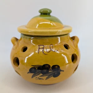 Tarro de ajo de cerámica hecho a mano vintage firmado A. Baguo Provenza francesa - Imagen 1 de 11
