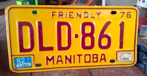 🇨🇦 - MANITOBA - 1982 passenger license plate, nice original condition DLD-861 - Picture 1 of 4