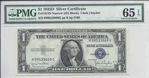 $1 - Silver Certificate - 1935-D - Fr-1613N - Narrow - PMG 65 EPQ - Picture 1 of 2