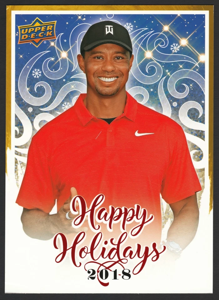 Tiger Woods 2018 Upper Deck Oversized Holiday Card Dealer Exclusive #UDHC-2018 - Image 1 of 2