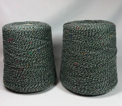 Лот из 2 Green Marl 78% акрил 20% шерсть 2% вискоза пряжа машина вязание 1044g - Изображение 1 из 4