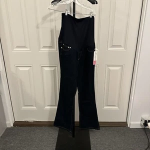 OH Mama Maternity Jeans Full Panel Fit & Flare Overbelly Dark Wash Size Small - Picture 1 of 3