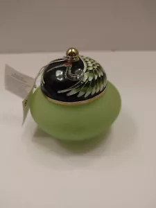 Rare Zarah Sterling Herring Bird Enamel ~ Hand Blown Glass. Trinket Jar Box. - Picture 1 of 11