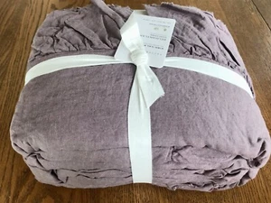 Pottery Barn Belgian Flax Linen Fringe Ruffle Duvet Cover King/Cal, Fig Purple - Picture 1 of 9