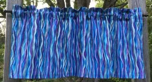 Blue Purple Stripe Valance Green Gold Peacock Wavy Stripe Curtain Valance w3/7 - Picture 1 of 3