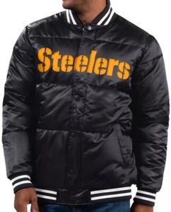 Pittsburgh Steelers Embroiled Puffer Snap Jacket Mens Large By G-III - Picture 1 of 7