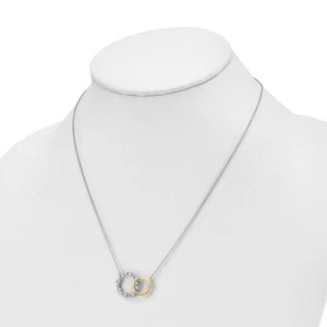 14k Two-tone 3/8 carat Lab Grown Diamond VS/SI+ G+ Circle 18 inch Necklace - Picture 1 of 3