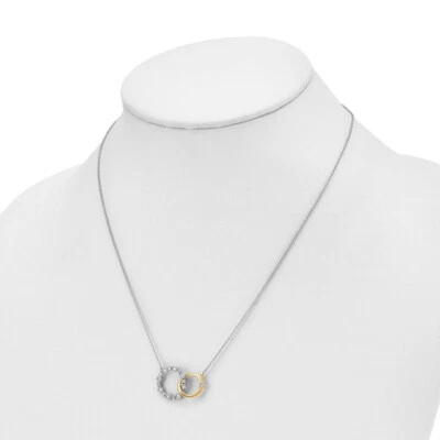 14k Two-tone 3/8 carat Lab Grown Diamond VS/SI+ G+ Circle 18 inch Necklace - Image 1 of 3