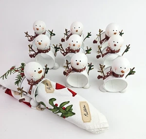 Serviettenhalter Schneemann Weihnachten Metall Schal Karotte Nase Urlaub 3,25 Zoll 8er Set - Bild 1 von 10