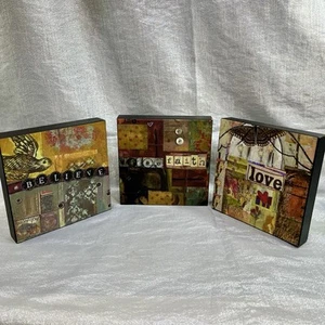 Kelly Rae Roberts Collection "Love" "Faith" "Believe" Wall Art Decor 6x6 - Picture 1 of 6