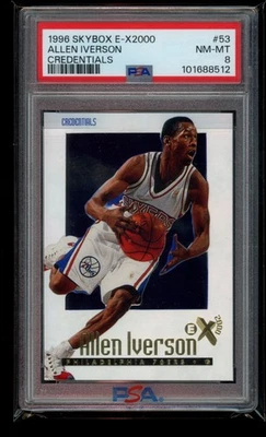 Allen Iverson 1996 Skybox E-X2000 Credentials #53 Rookie HOF /499 PSA 8 - Image 1 of 3