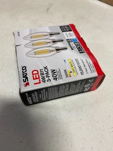 Satco S21367 3-Bulb Set: 4W B11 LED, Candelabra Base, 90 CRI, 3000K, 120V, Clear - Picture 1 of 2