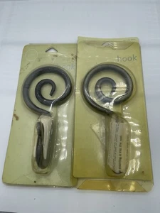 Lot Of 2 Bath Basics 6.25" Silver Wrought Iron Bathroom Hook Wall 097-08-0691 - Picture 1 of 9