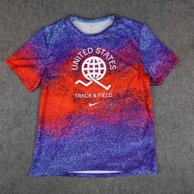 Camiseta de atletismo de Estados Unidos para hombre mediana Nike Dri-FIT roja púrpura EE. UU. Foto 1 de 4