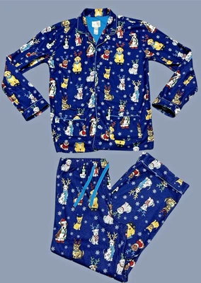 Nick & Nora Reindogs Christmas Pajamas Blue 2pc Set Size XL 16-18 Dogs 2009 - Image 1 of 4