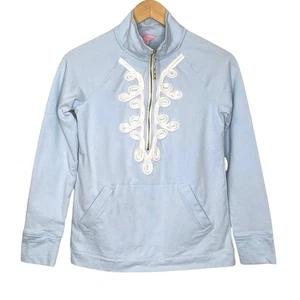 Top Lilly Pulitzer Skipper Popover 1/2 Cremallera Azul Claro Blanco Manga Larga Talla XS - Imagen 1 de 7
