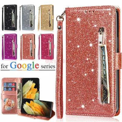 Bling Glitter Leather Flip Case For Google Pixel 10 9 8 7 6 Pro XL Wallet Cover - Image 1 of 4