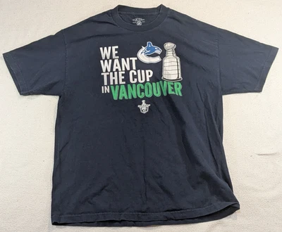 Vancouver Canucks 2012 Playoffs T Shirt Sz XL Stanley Cup NHL Hockey Blue - Image 1 of 4