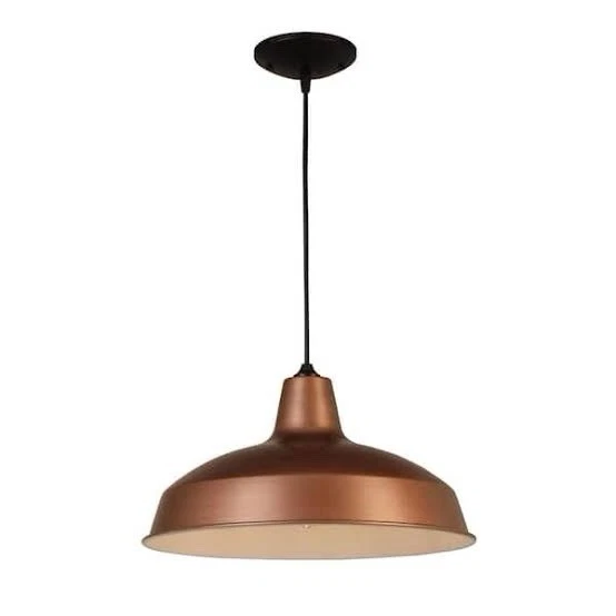 Hampton Bay 1-Light Vintage Copper Warehouse Pendant with Metal Shade - Image 1 of 1