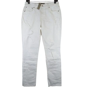 J.Crew Point Sur High-Rise Slim Boyfriend Distressed Jeans Weiß Damen 26 Neu mit Etikett - Bild 1 von 14