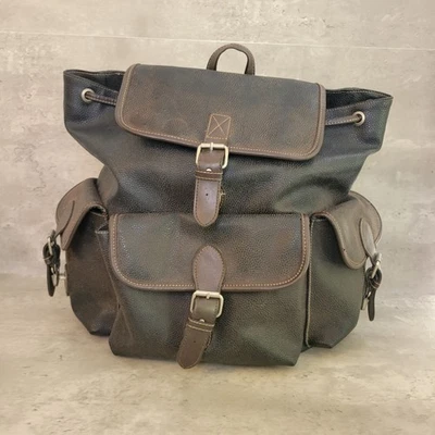 Mochila de couro sintético vintage GAP 90s Y2K tamanho grande fecho fivela de cordão - Imagem 1 de 4