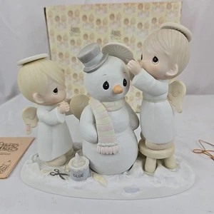 Figura de porcelana Precious Moments 12351 Halo y Feliz Navidad 1985 - Imagen 1 de 7