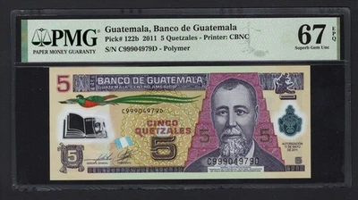 Guatemala 5 Quetzales 11-5-2011 P122b Uncirculated Grade 67 - Image 1 of 2