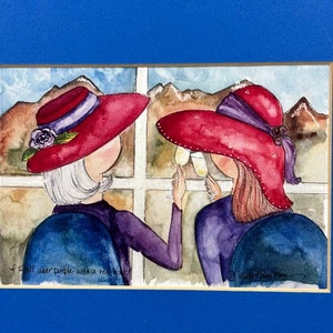 Impresión artística de colección Red Hat Society de la década de 2000 “Me usaré púrpura” Wanda Moore - Imagen 1 de 5