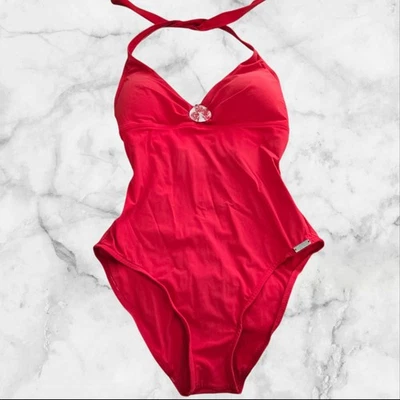 Traje de baño Maryan Mehlhorn para mujer rojo de una pieza Baywatch rojo con flor de resina Foto 1 de 4